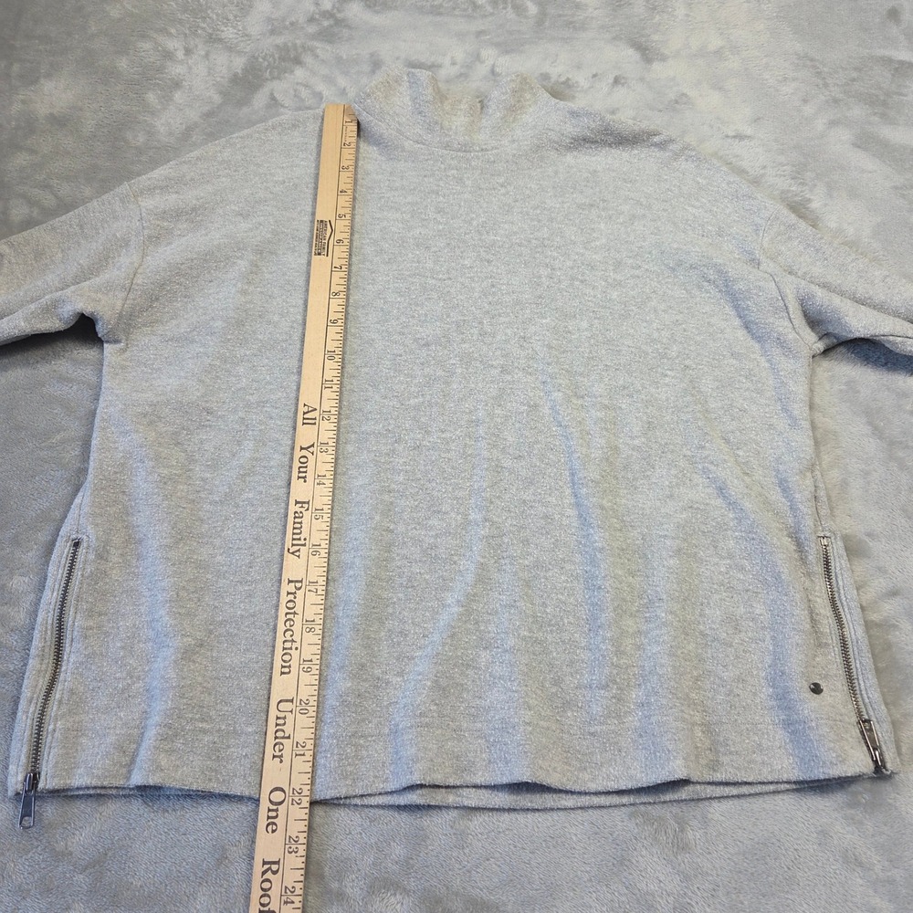 American Eagle Mock Neck Side Zip Sweater Womens M Light Gray Boho Preppy Casual - Picture 3 of 5